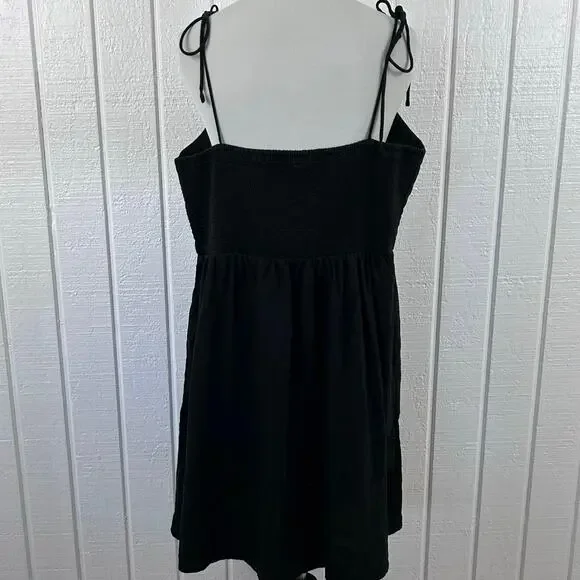 Old Navy Women Black Linen Tie Sundress XL Sleeveless Smocked Back Casual Dress - Picture 5 of 7
